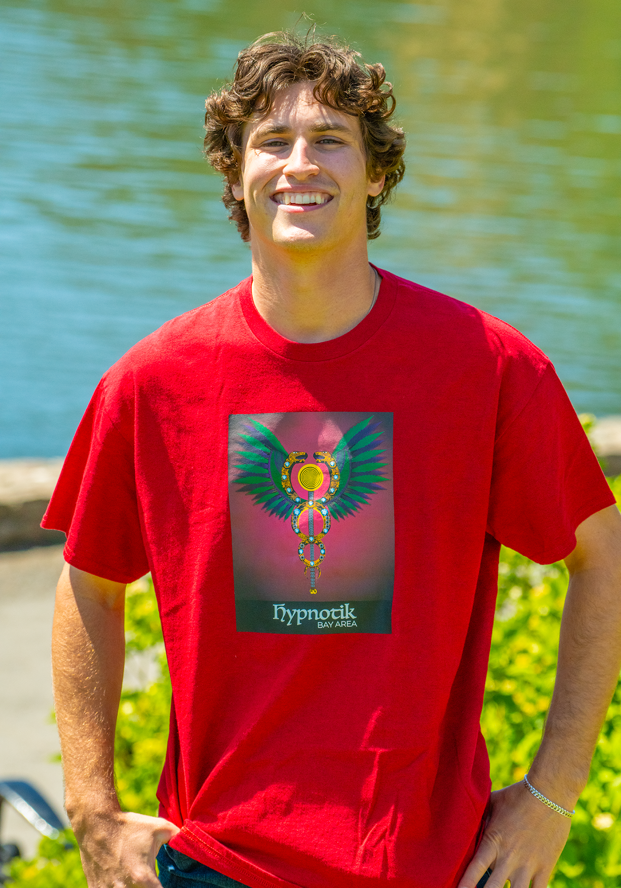 Twin Dragons Tee -- (Red Heather; XL)