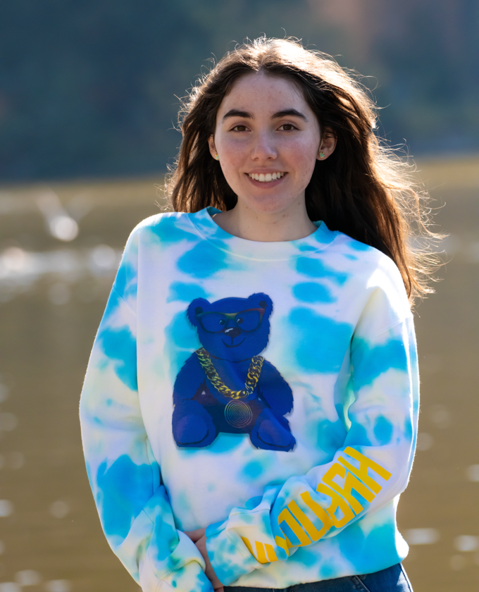 [1] - Hypno Teddie (Blue) Crew Neck Sweater -- (Blue/Yellow TD; S) Hypnotik Bay Area