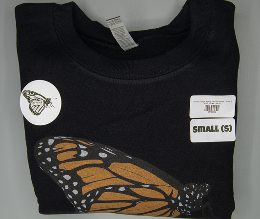 Monarch (Orange) Butterfly Crew Neck Sweater -- (Black; S)