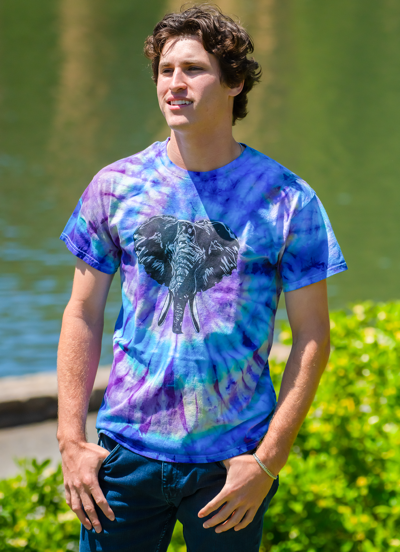 Elephant (TD) Tee -- (Blue/Purple; L)