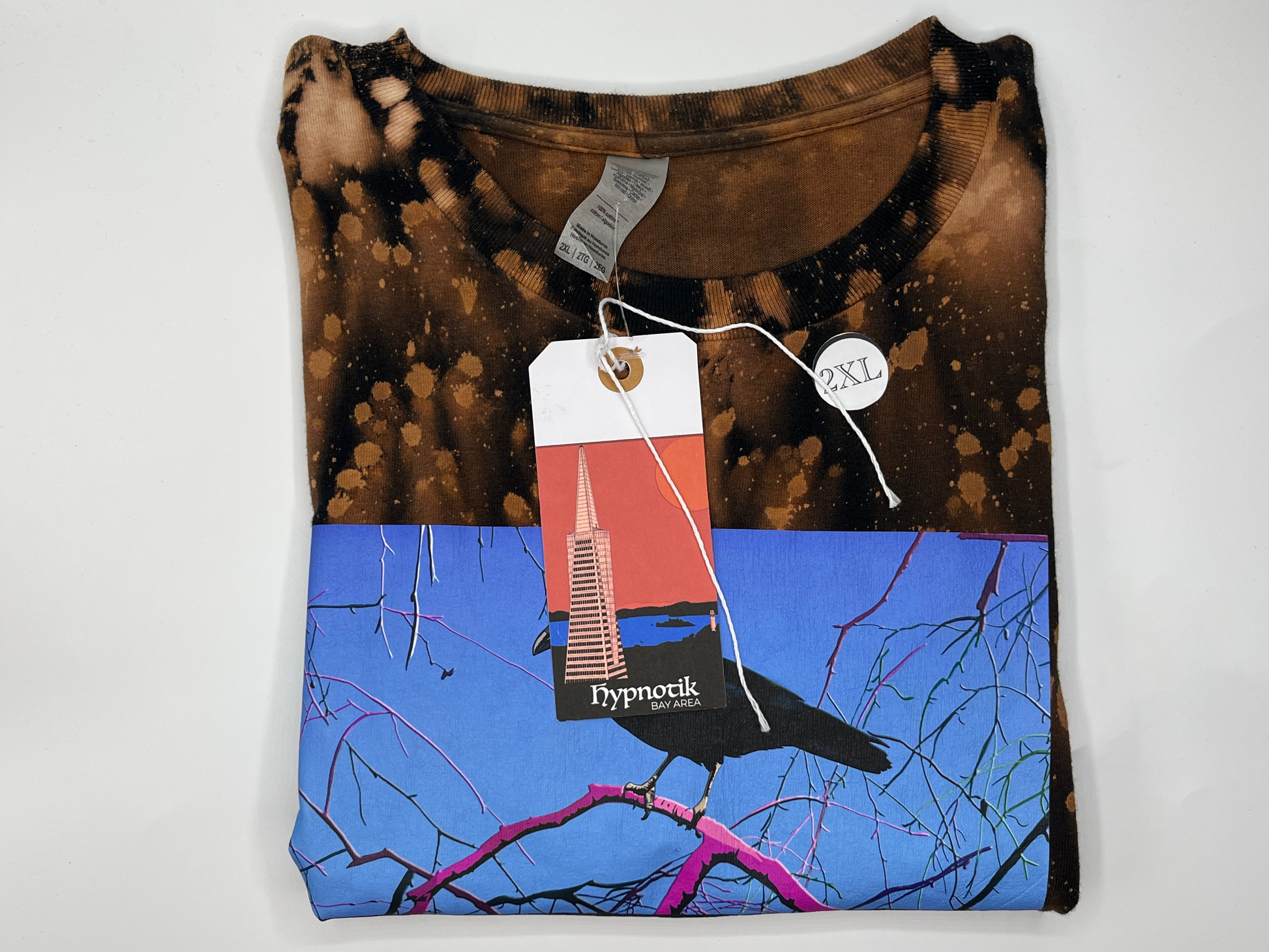 [1] - Crow Tee -- (Black Bleach; 2XL) Hypnotik Bay Area
