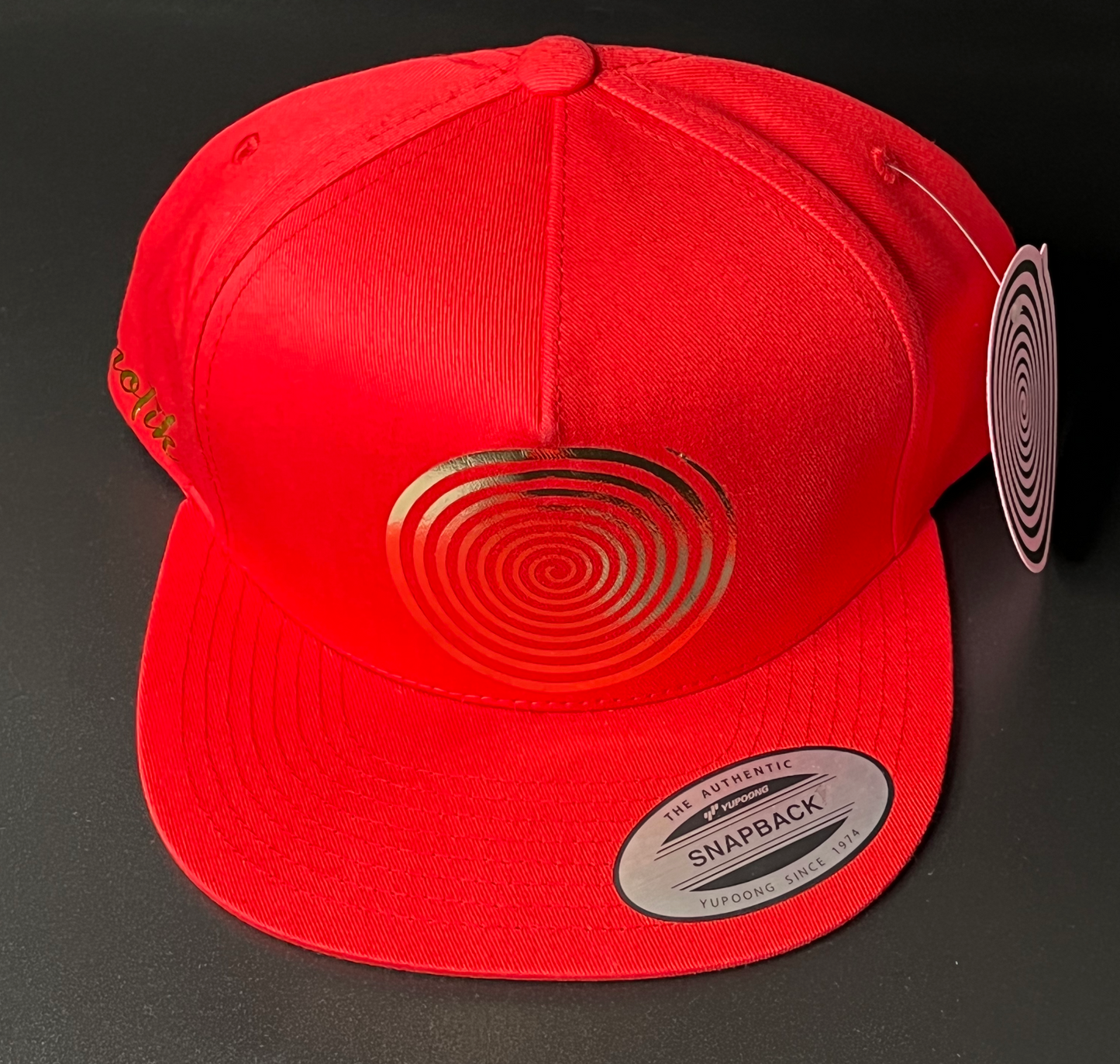 [1] - Snapback Hat Gold Emblem -- Red Hypnotik Bay Area